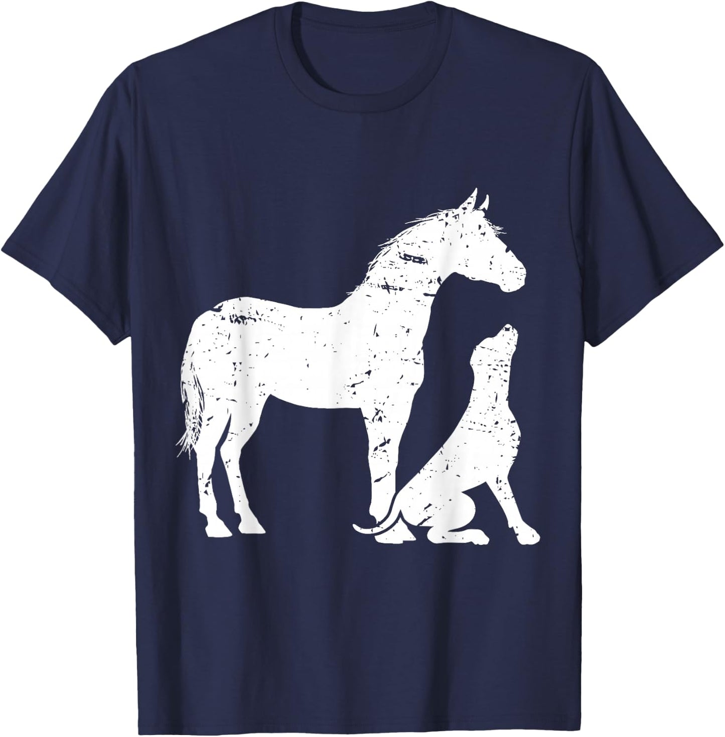 Horse and Dog Motif and Men. Horse Dog Lover Small T-Shirt - T-Shirt | Navy