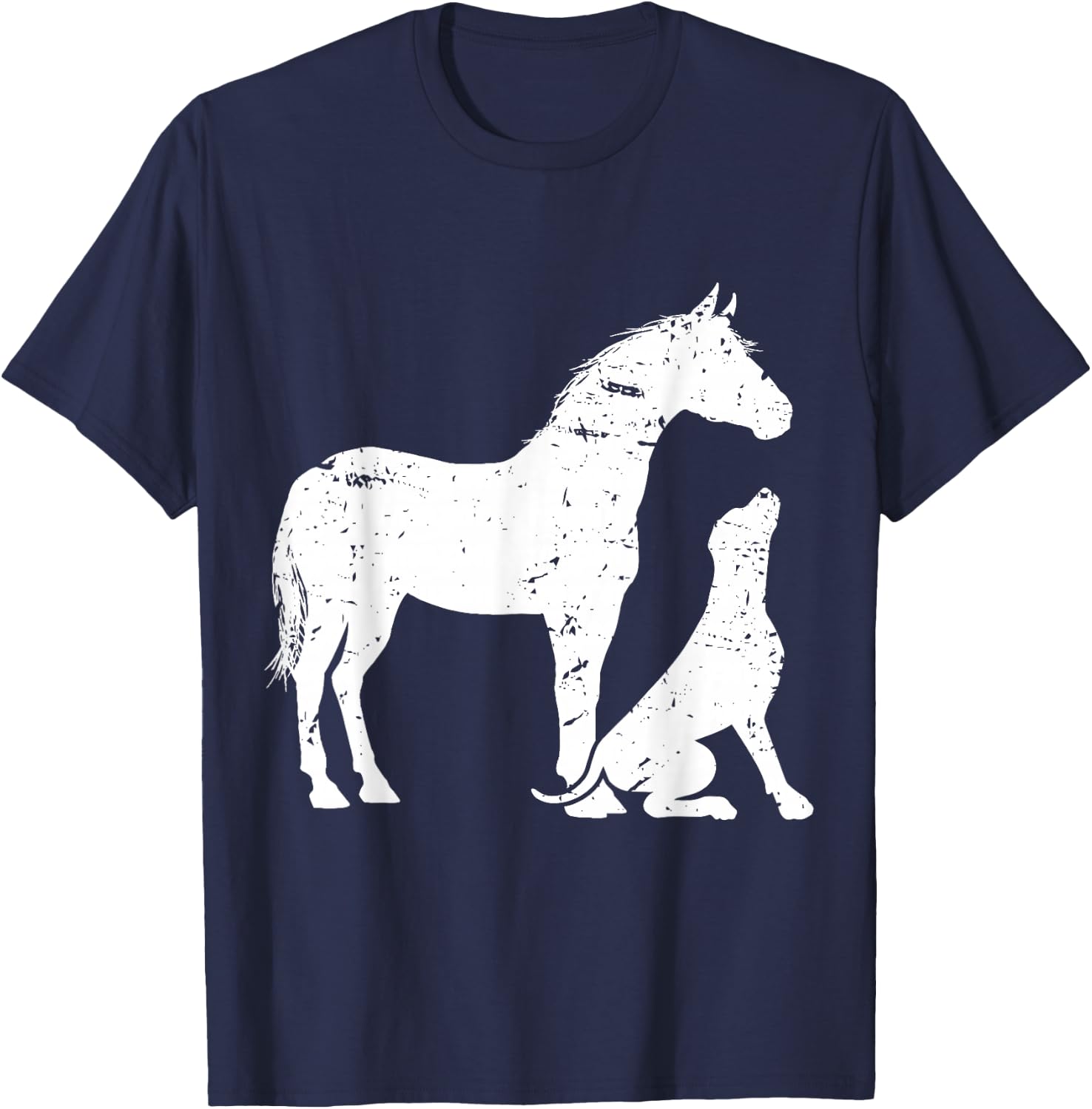 Horse and Dog Motif and Men. Horse Dog Lover Small T-Shirt - T-Shirt | Navy