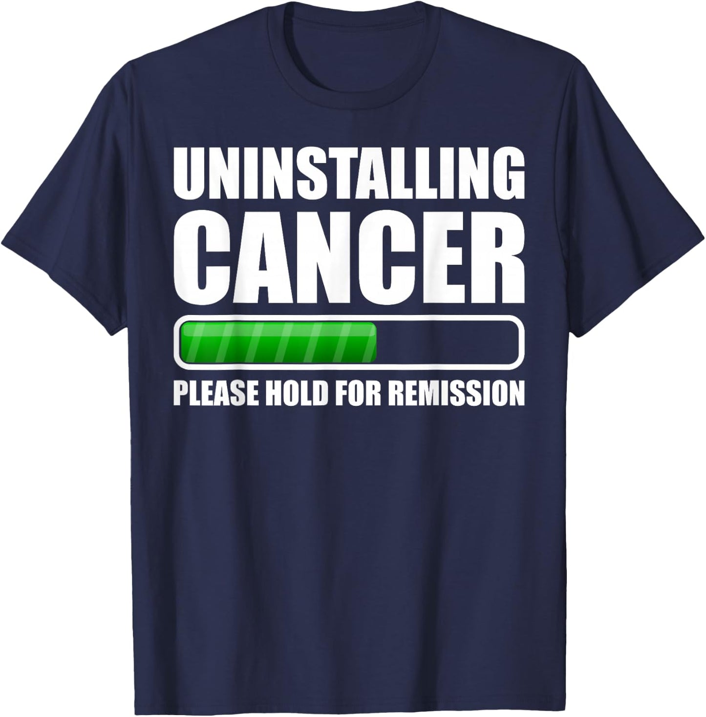 Uninstalling Cancer Gifts -Adults Cancer Awareness Black Small Modern Short Sleeve T-Shirt - T-Shirt | Navy