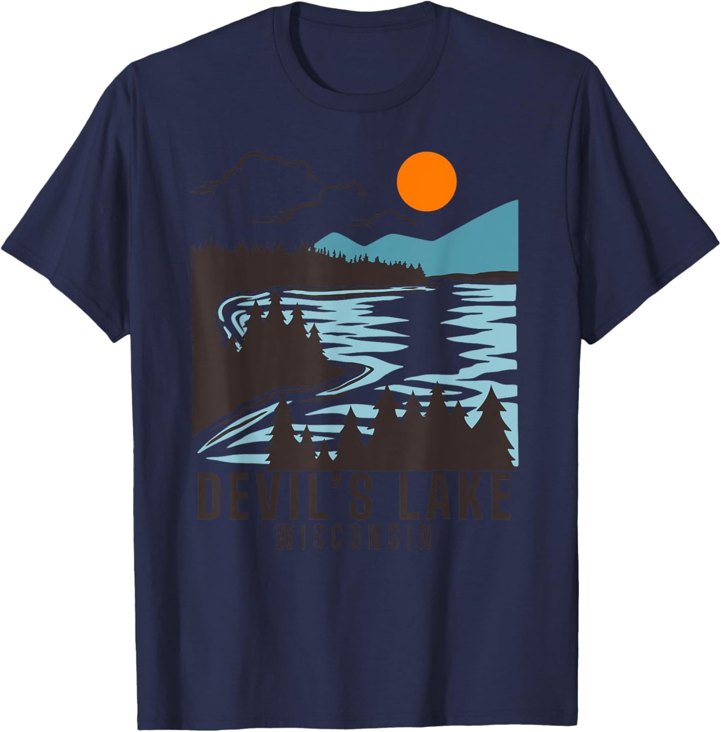 Devil's Lake, Wisconsin summer swimming boating Men Women Girls Kids T-Shirt - T-Shirt | Navy