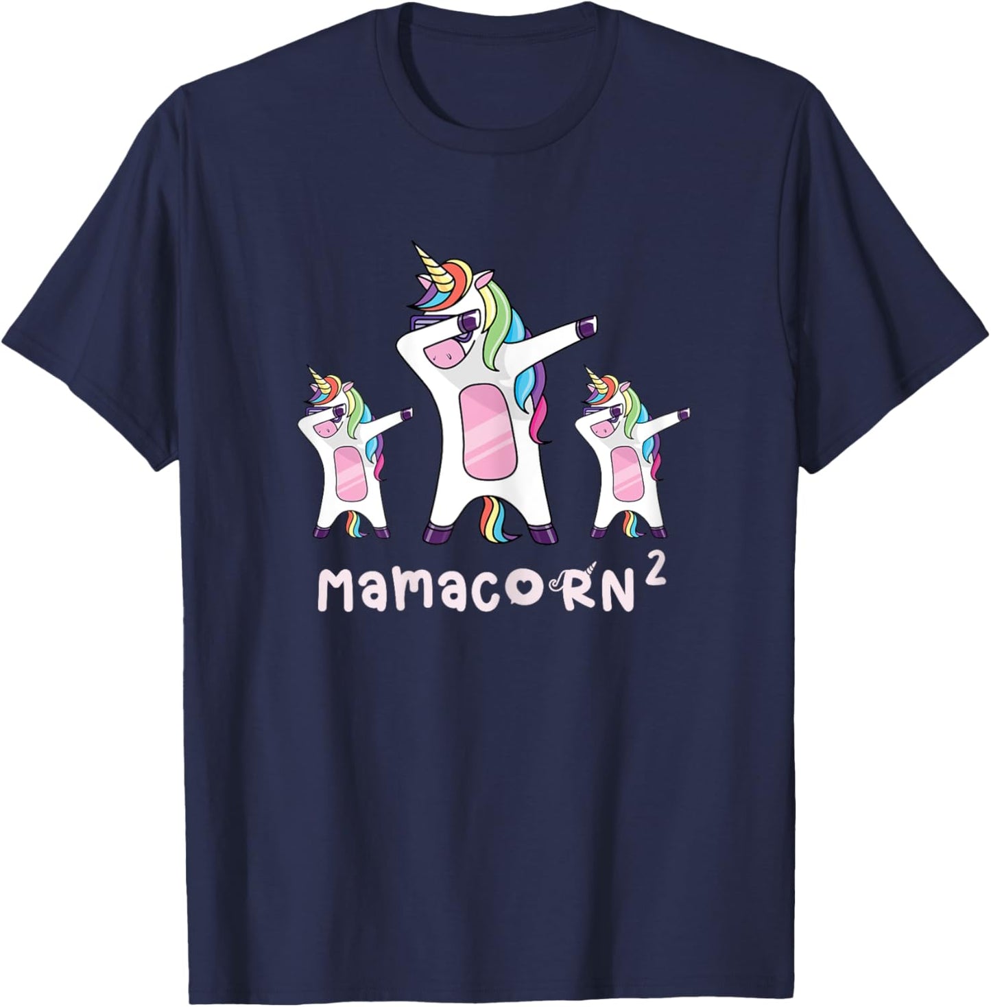Cute Mamacorn Unicorn Mom Mother of 2 Twins Girls Baby Mom2 T-Shirt - T-Shirt | Navy