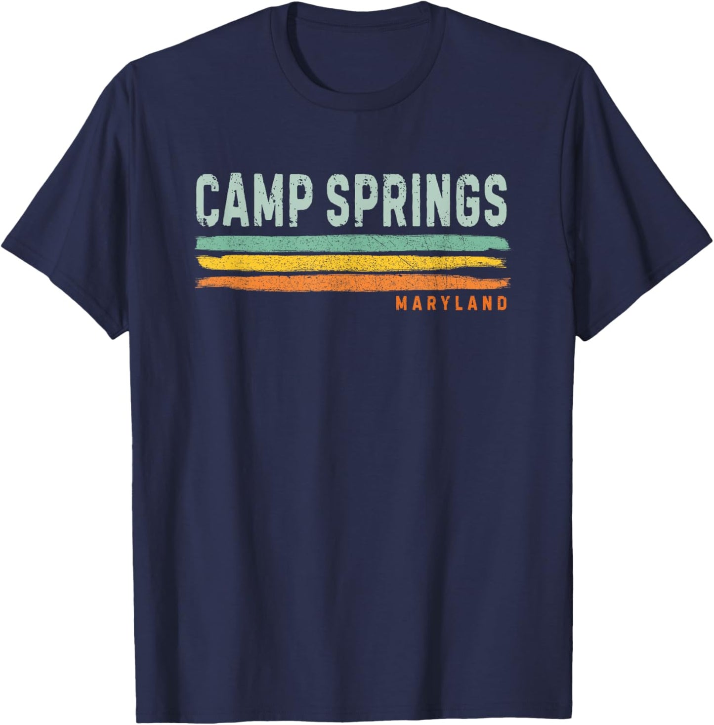 Vintage Stripes Camp Springs MD T-Shirt - T-Shirt | Navy