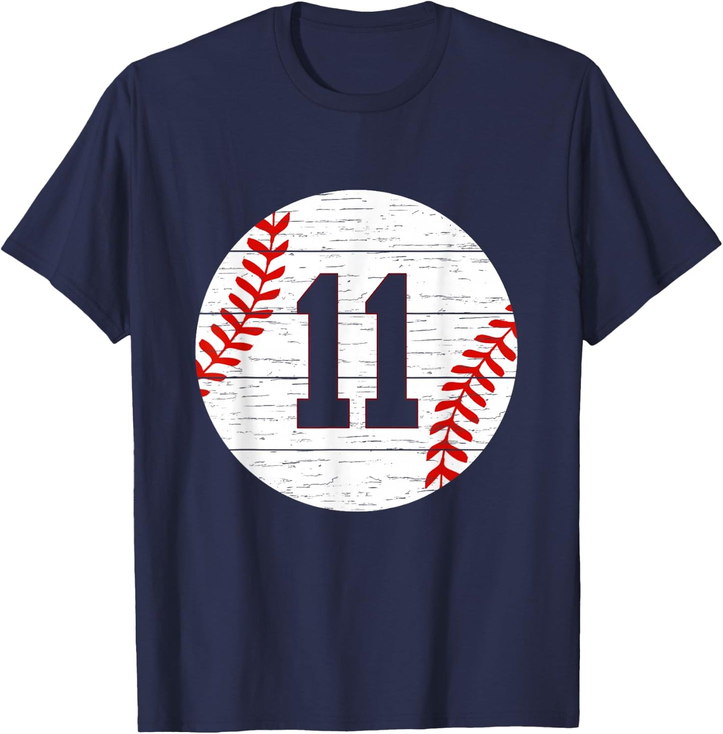 Baseball Number #11 Ball Vintage for Baseball Players Gift T-Shirt - T-Shirt | Navy