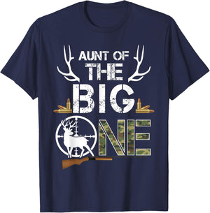 Aunt of The Big One Birthday Boy Deer Hunter Camouflage T-Shirt - T-Shirt | Navy