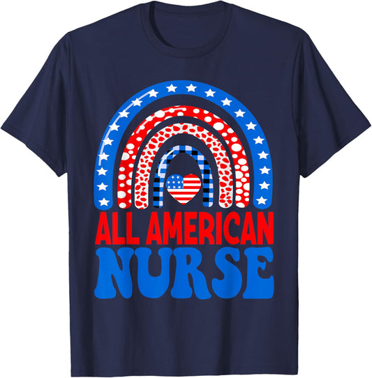 All American Nurse 4th of July RN Independence Day Nursing Women Men T-Shirt - T-Shirt | Navy