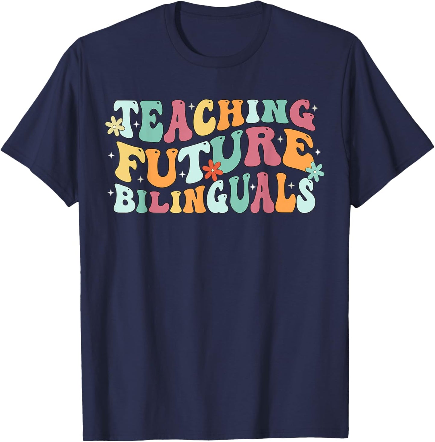 Retro Groovy Maestra Funny Spanish Teacher Bilingual Women T-Shirt - T-Shirt | Navy