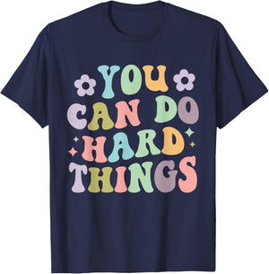 Inspirational Women's Graphics - You Can Do Hard Things T-Shirt - T-Shirt | Navy
