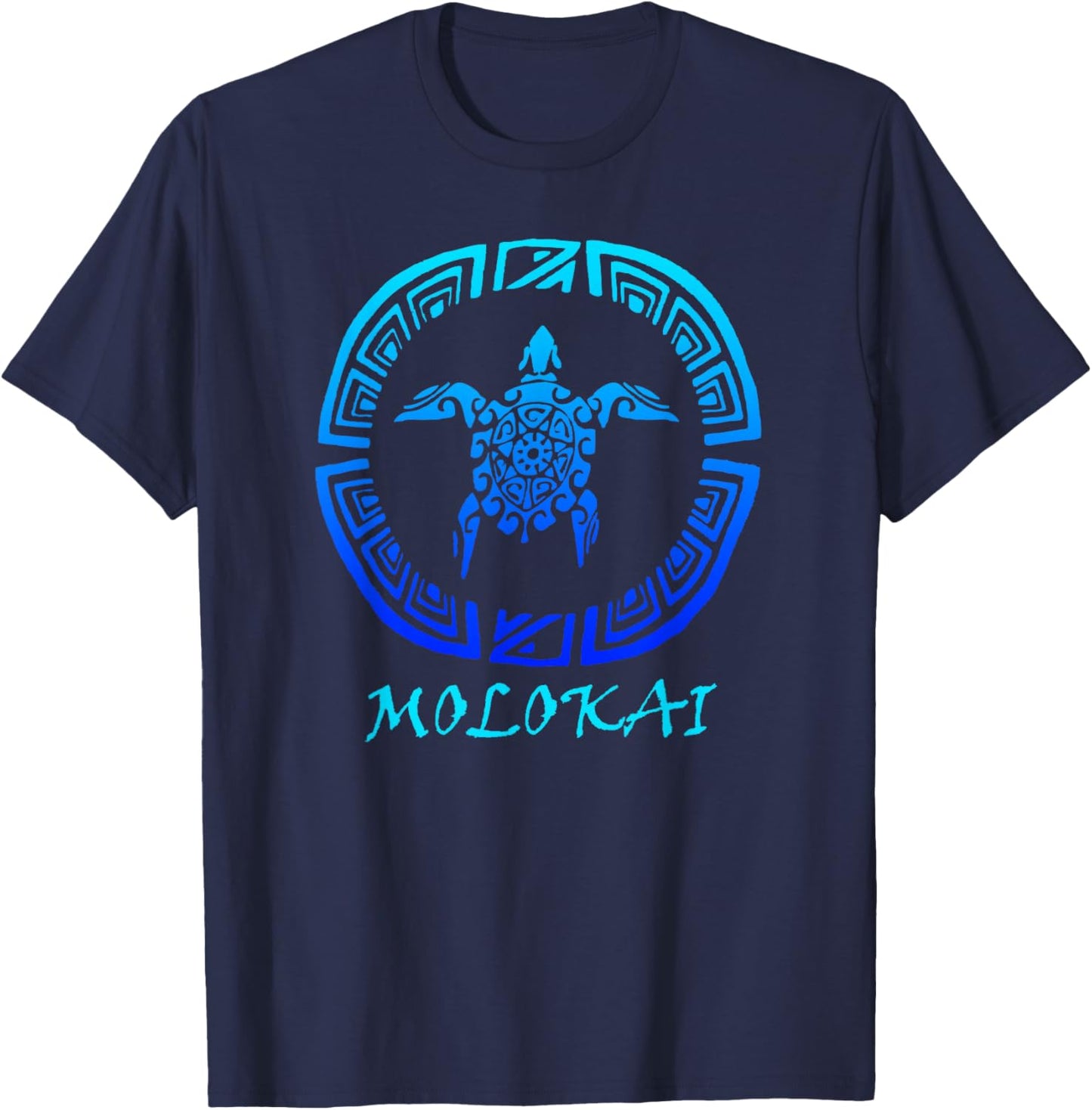 Molokai, Hawaii Vintage Retro Tribal Sea Turtle Vacation T-Shirt - T-Shirt | Navy