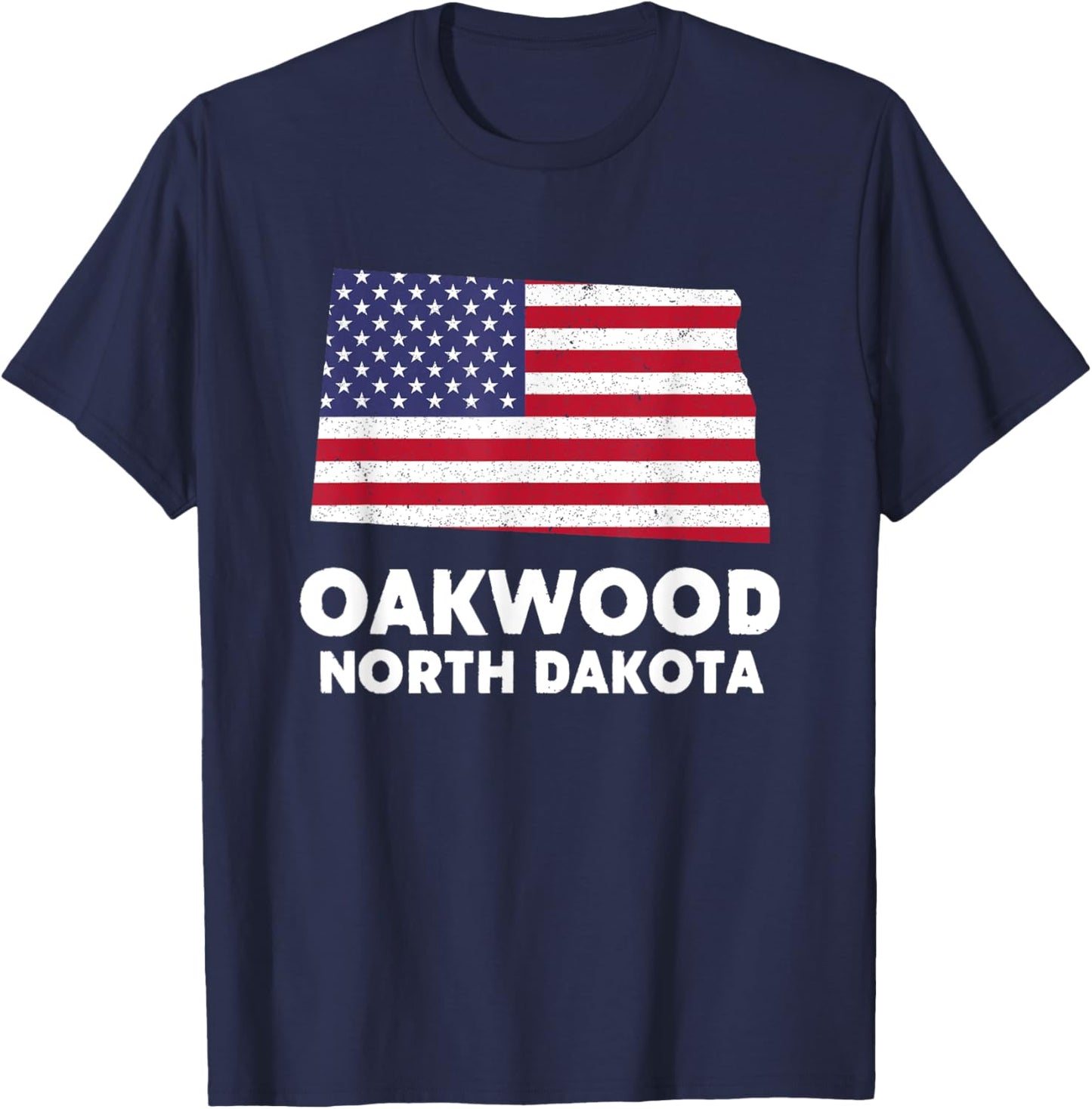 Distressed Patriotic USA Flag Oakwood, North Dakota T-Shirt - T-Shirt | Navy