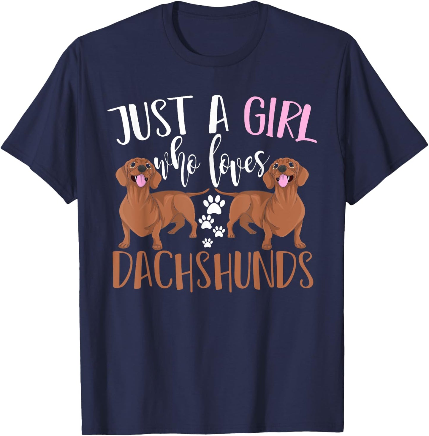 Funny Wiener Animal Dog Lover Women Girls Gift Dachshund T-Shirt - T-Shirt | Navy