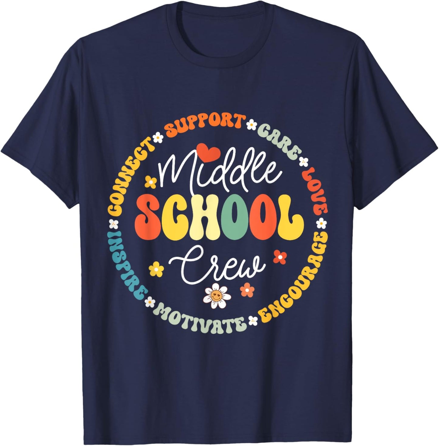 Middle School Crew Back to School for Teacher T-Shirt - T-Shirt | Navy