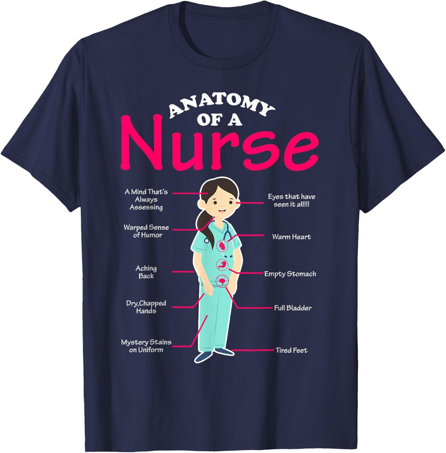 RN LVN Nurse Anatomy Scrub Cool Nursing Graduate Gift T-Shirt - T-Shirt | Navy