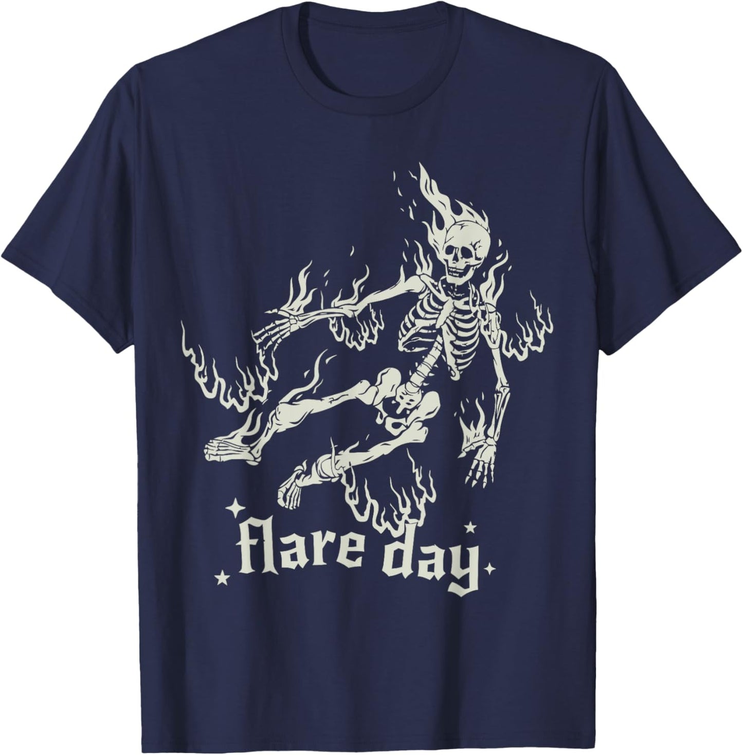 Halloween Skeleton Flare Day Fibromyalgia Endometriosis T-Shirt - T-Shirt | Navy