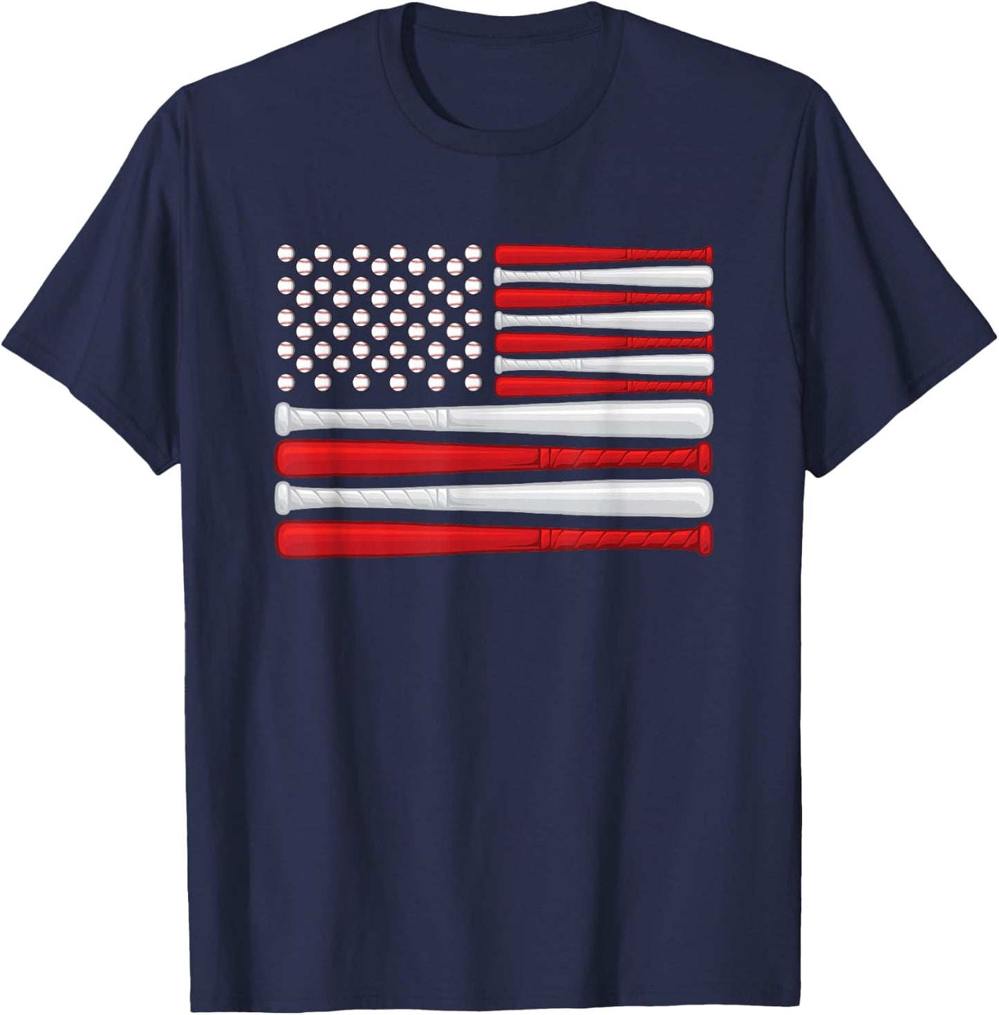 Classic American Baseball Flag - Vintage Baseball Flag T-Shirt - T-Shirt | Navy