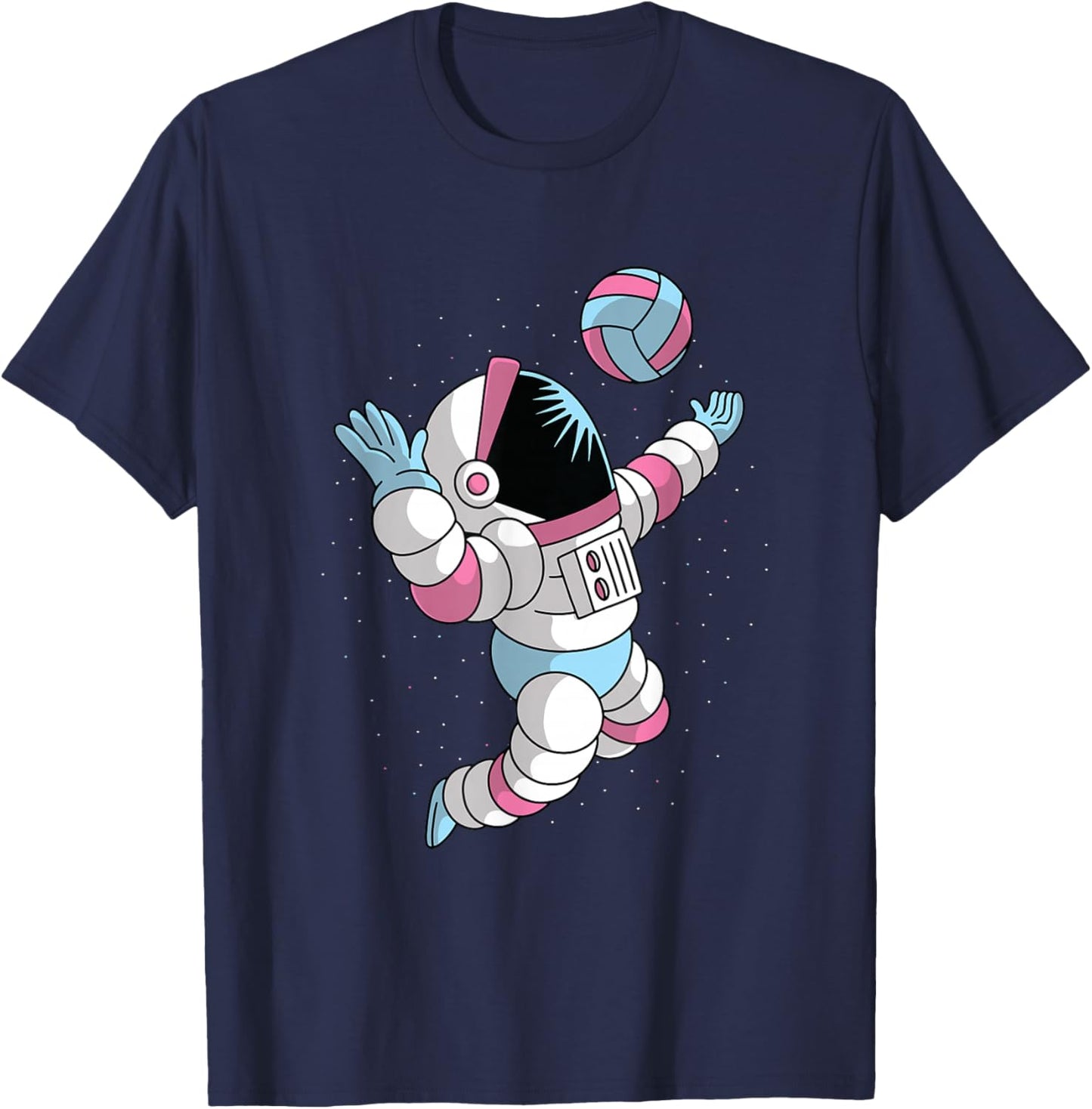 Astronaut Volleyball Player in Space Cool Science Sports T-Shirt - T-Shirt | Navy