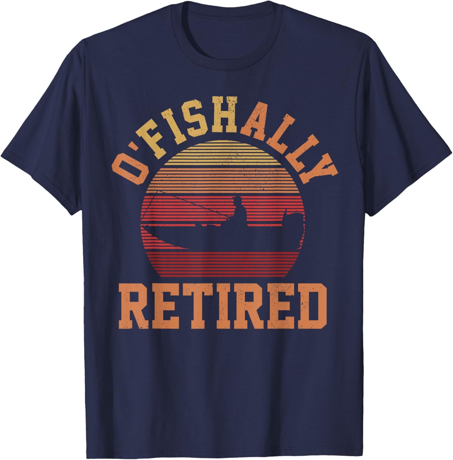 Ofishally Retired Funny Vintage Fisherman Retirement Gifts T-Shirt - T-Shirt | Navy