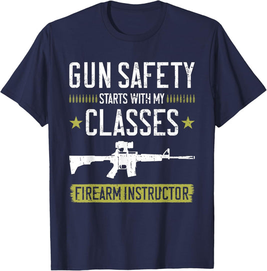 American Firearms Instructor Gun Range Safety Officer T-Shirt - T-Shirt | Navy