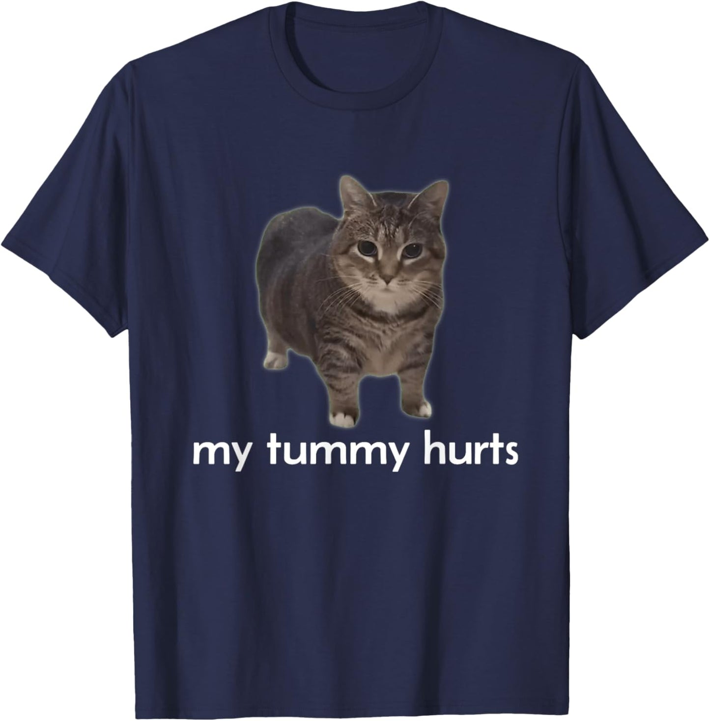 My Tummy Hurts Funny Oiia Oiia Cat Meme Men Women T-Shirt - T-Shirt | Navy