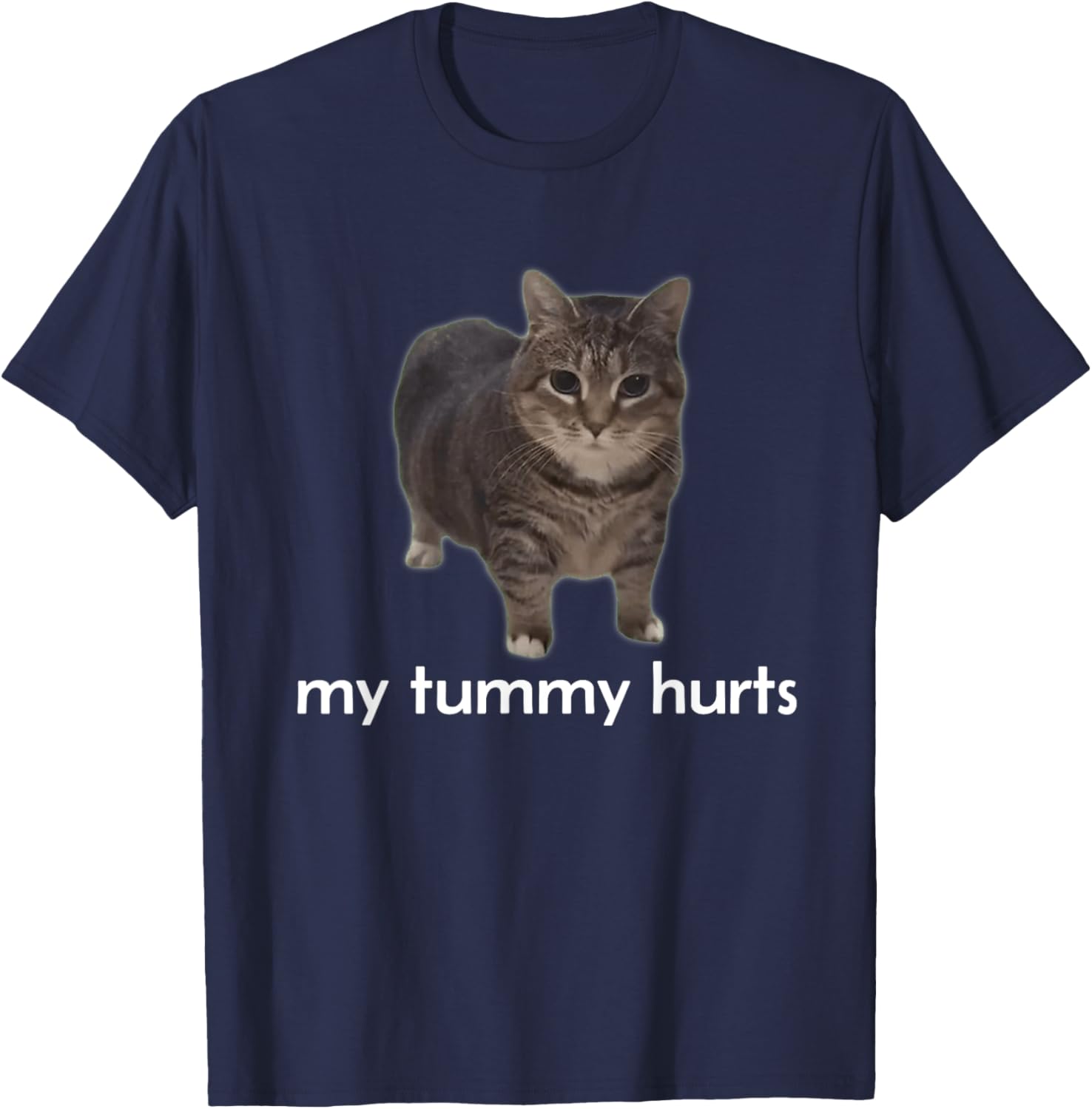 My Tummy Hurts Funny Oiia Oiia Cat Meme Men Women T-Shirt - T-Shirt | Navy