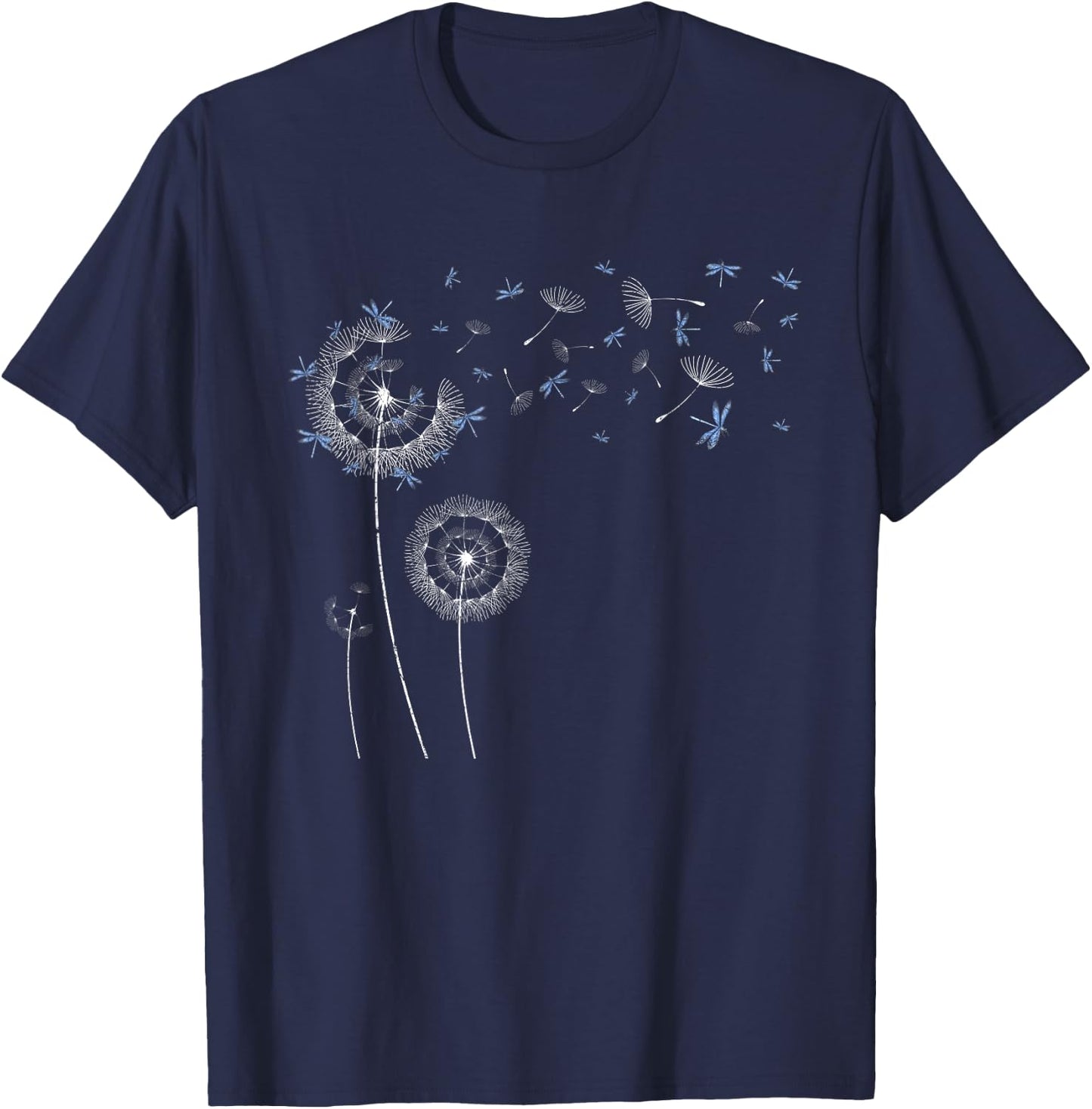 Puff Ball Dandelion Insect Beautiful Dragonfly T-Shirt - T-Shirt | Navy