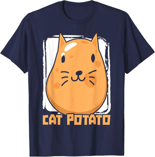Cat Potato Cat Owner Potato Lover French Fries Potatoes Women Girls Kids T-Shirt - T-Shirt | Navy