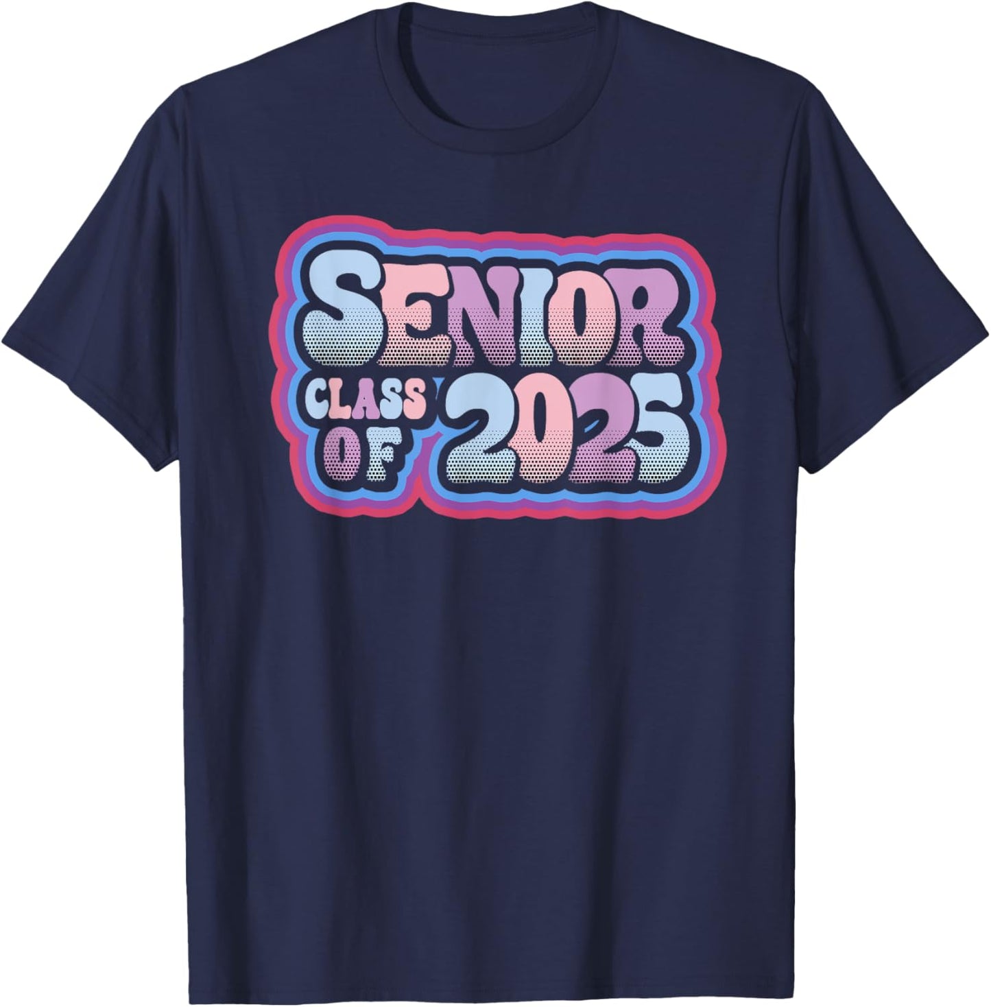 Senior Class of 2025 Retro Design Boy or Girl T-Shirt - T-Shirt | Navy