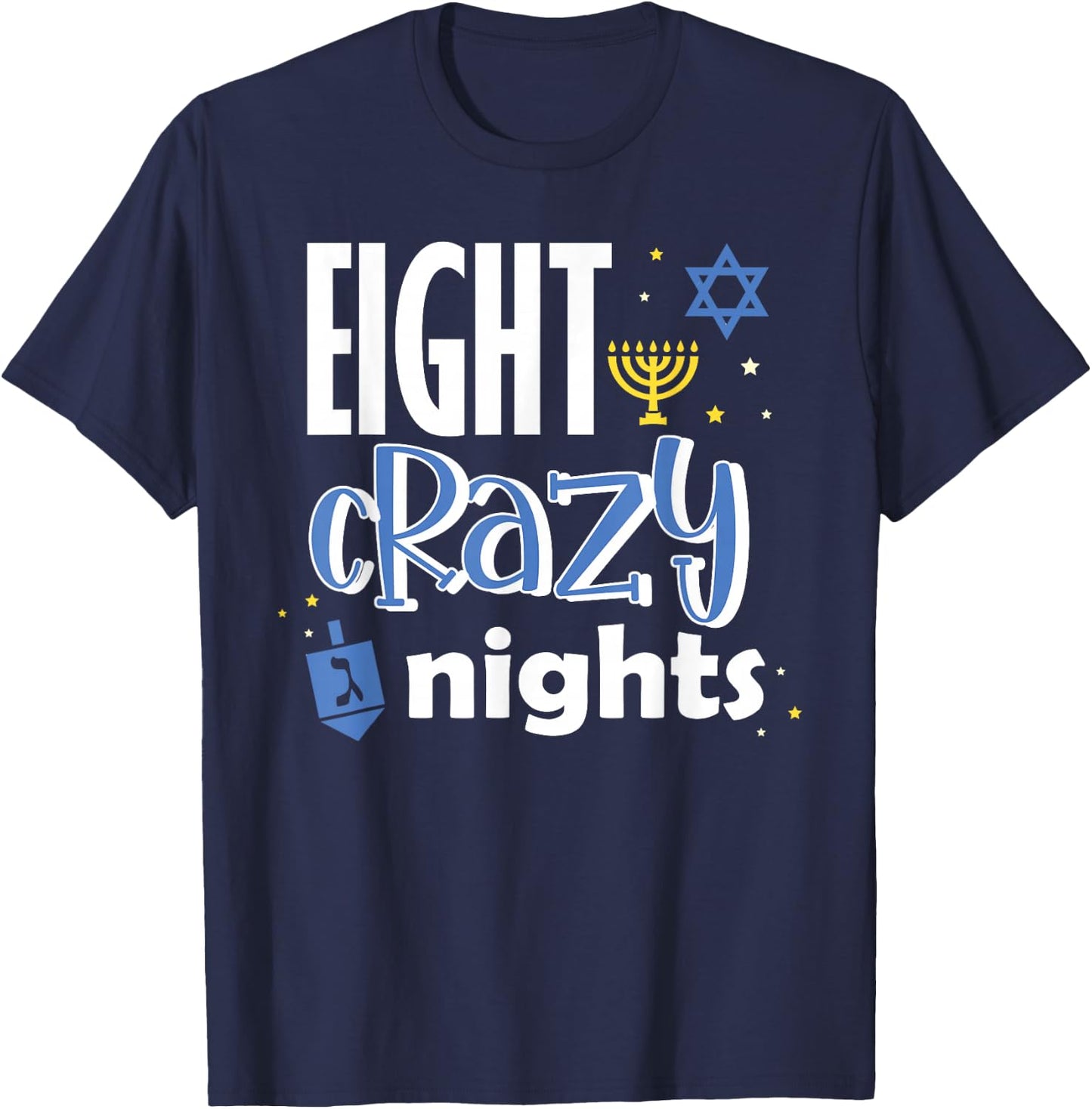 Jewish Hanukkah Eight Crazy Nights Hanukkah Vintage T-Shirt - T-Shirt | Navy