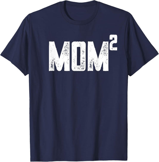 Distressed Mom to be of 2 kids - 2nd power squared shirt T-Shirt - T-Shirt | Navy