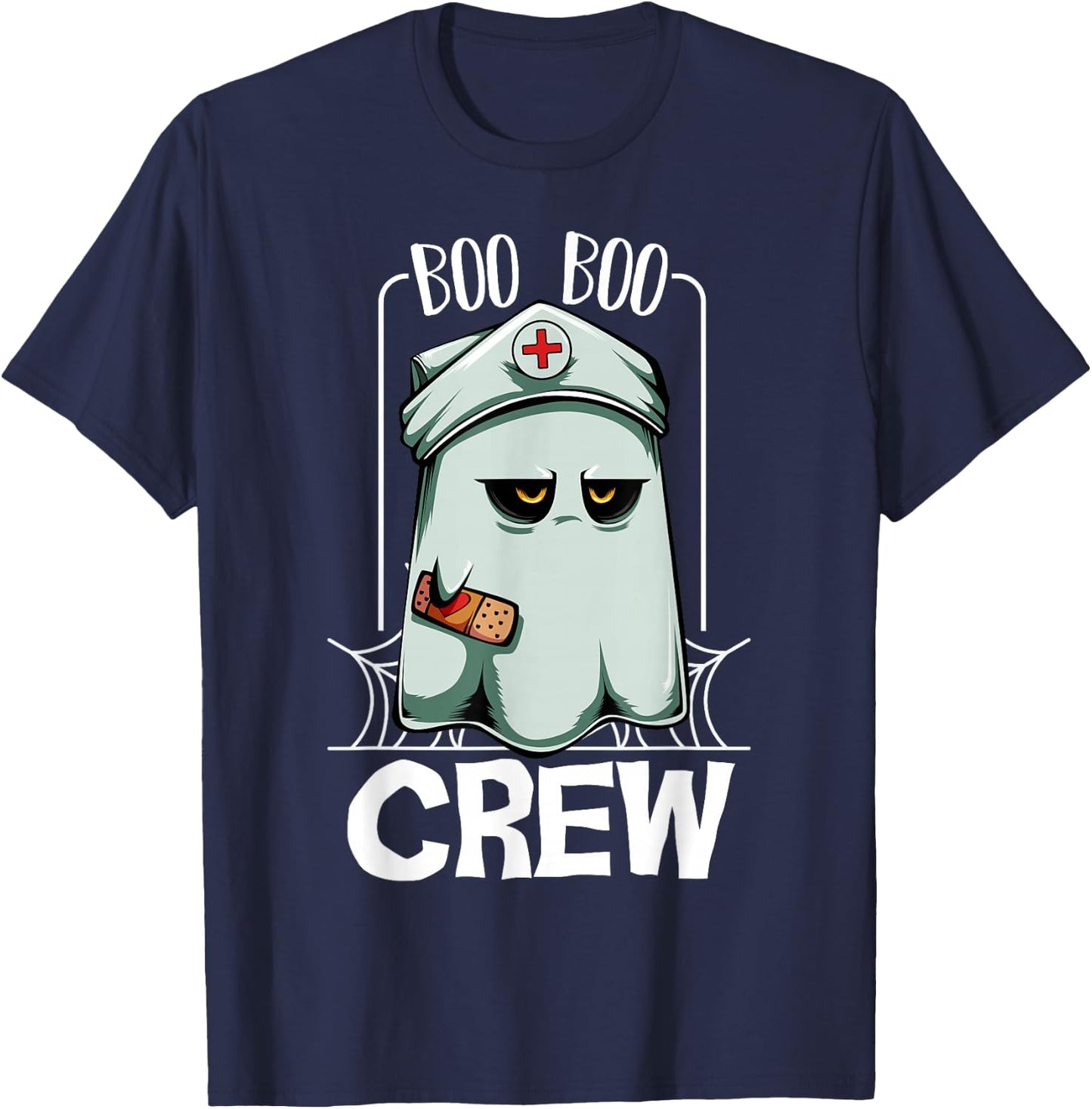 Boo Boo Crew Ghost Nurse Hospital Halloween T-Shirt - T-Shirt | Navy