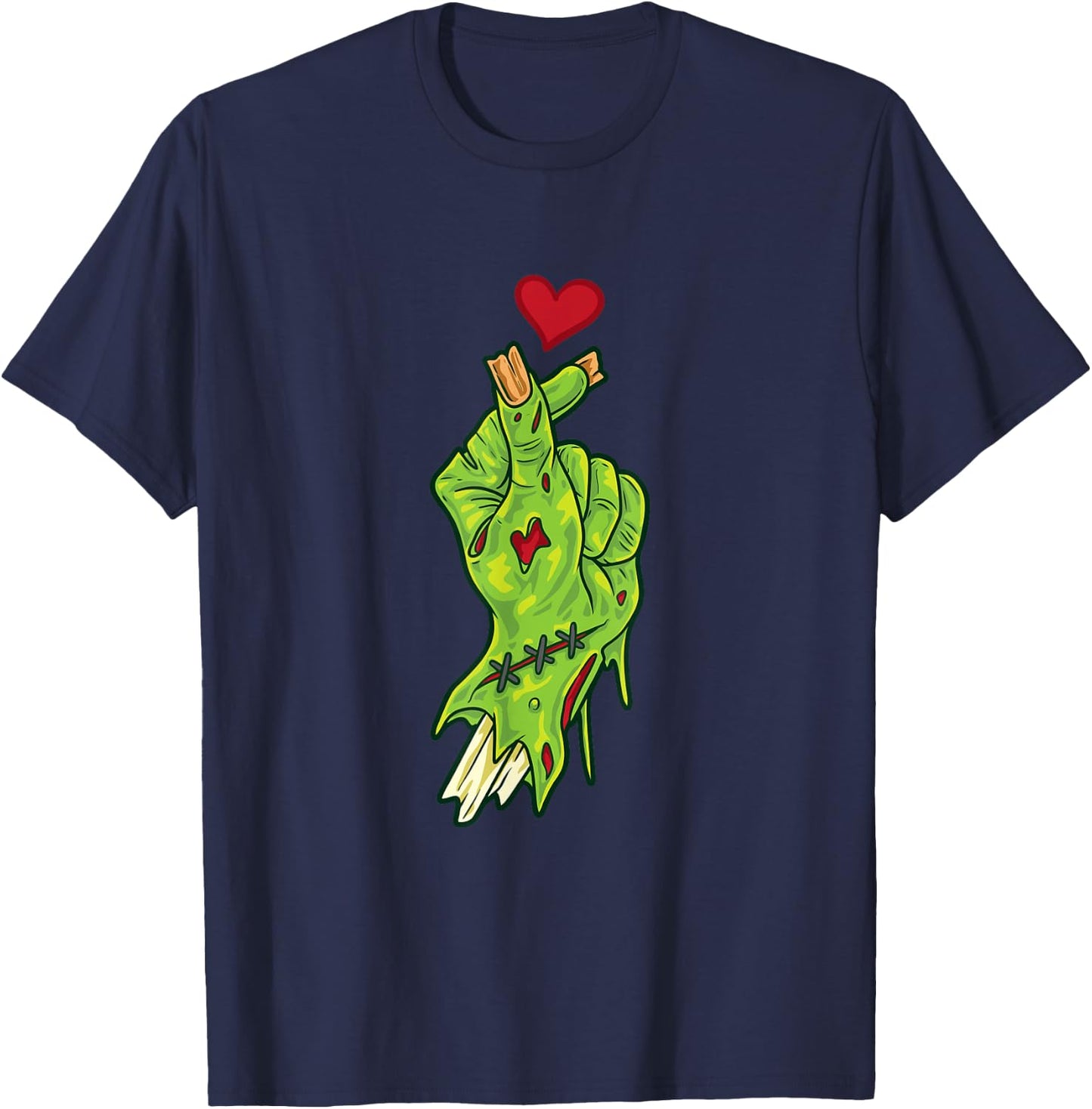 Chopped Off Zombie Hand Heart - KPop Lover's Halloween T-Shirt - T-Shirt | Navy