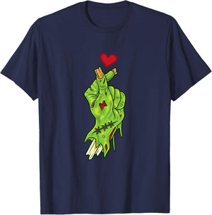 Chopped Off Zombie Hand Heart - KPop Lover's Halloween T-Shirt - T-Shirt | Navy