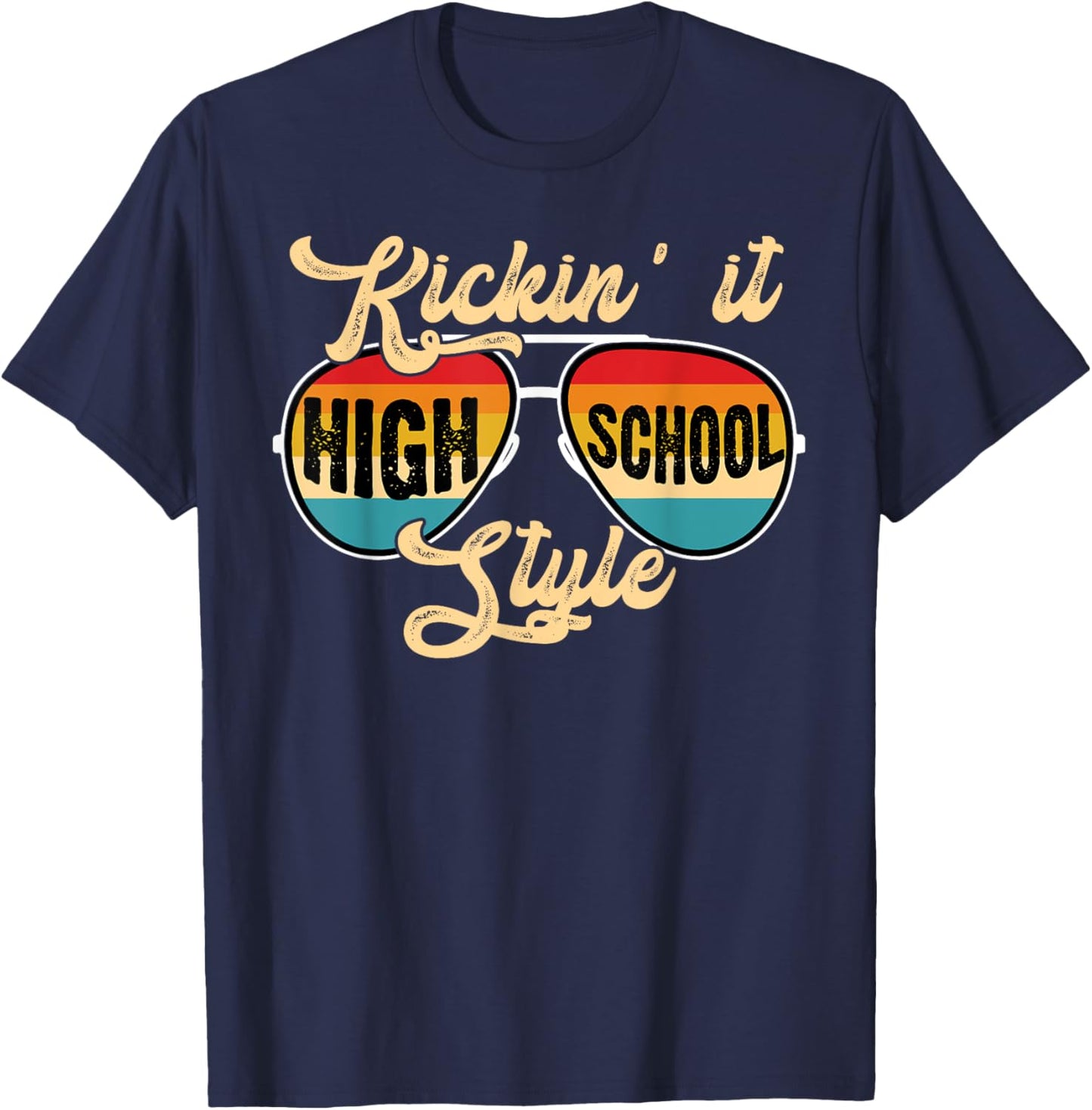 Retro Kickin It High School Style Teacher Back to School Men Women T-Shirt - T-Shirt | Navy