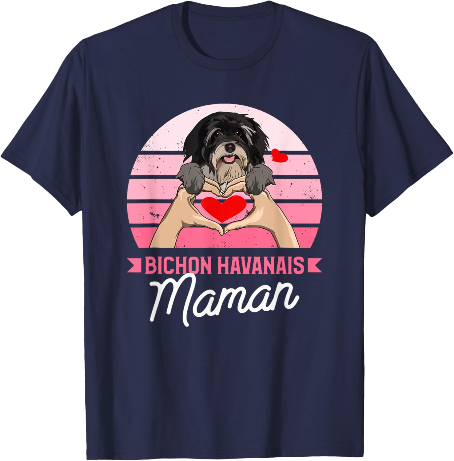 Bichon Havanese Mom Heart Dog Love T-Shirt - T-Shirt | Navy