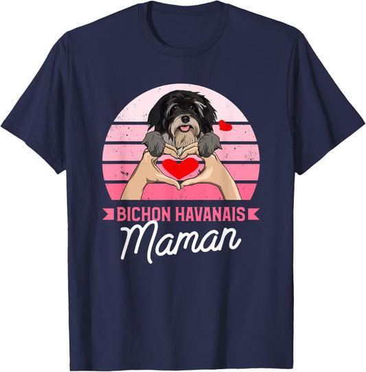 Bichon Havanese Mom Heart Dog Love T-Shirt - T-Shirt | Navy
