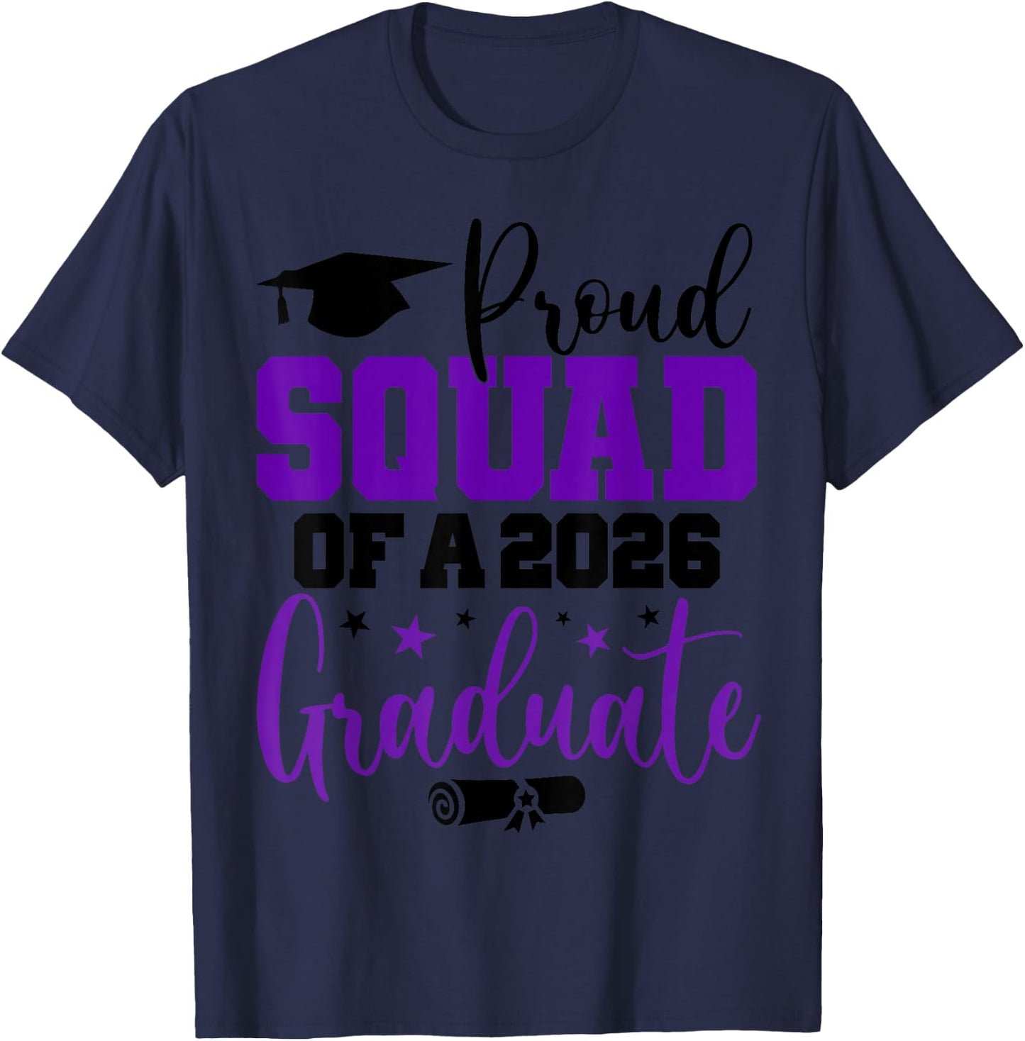Senior 2026 Proud Squad of A Class of 2026 Graduate T-Shirt - T-Shirt | Navy