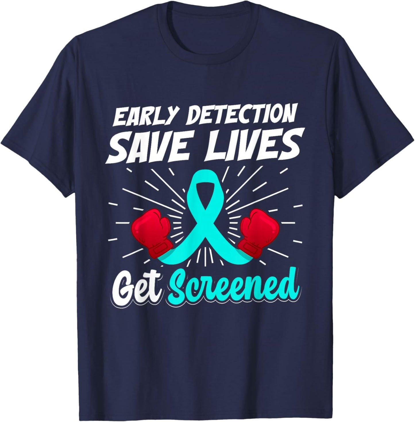 Teal Ribbon Cervical Cancer Awareness Month Survivor T-Shirt - T-Shirt | Navy