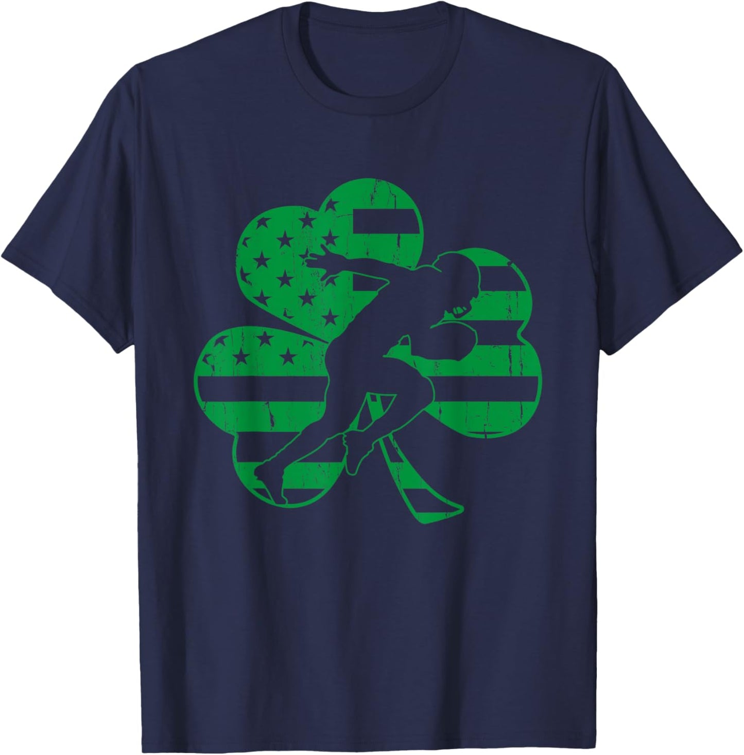 Football St.Patrick's Day Gift Shamrock USA Flag T-Shirt - T-Shirt | Navy