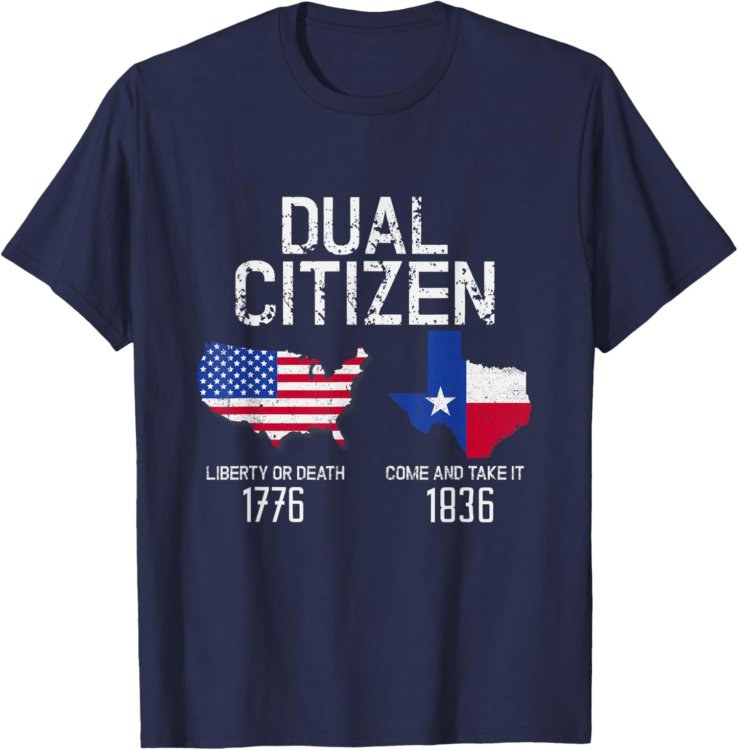 Dual Citizen Texas Pride Born and Raise USA TX Map Flag T-Shirt - T-Shirt | Navy