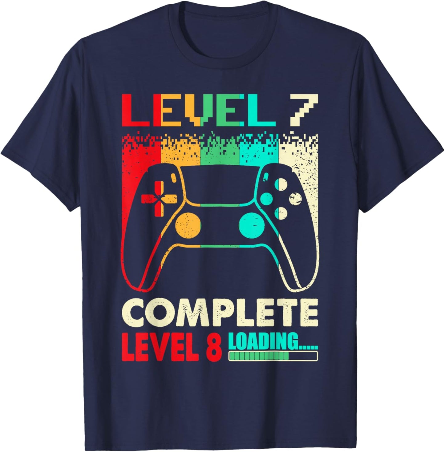 Level 7 Complete Level 8 Loading 7 Years Wedding Anniversary T-Shirt - T-Shirt | Navy