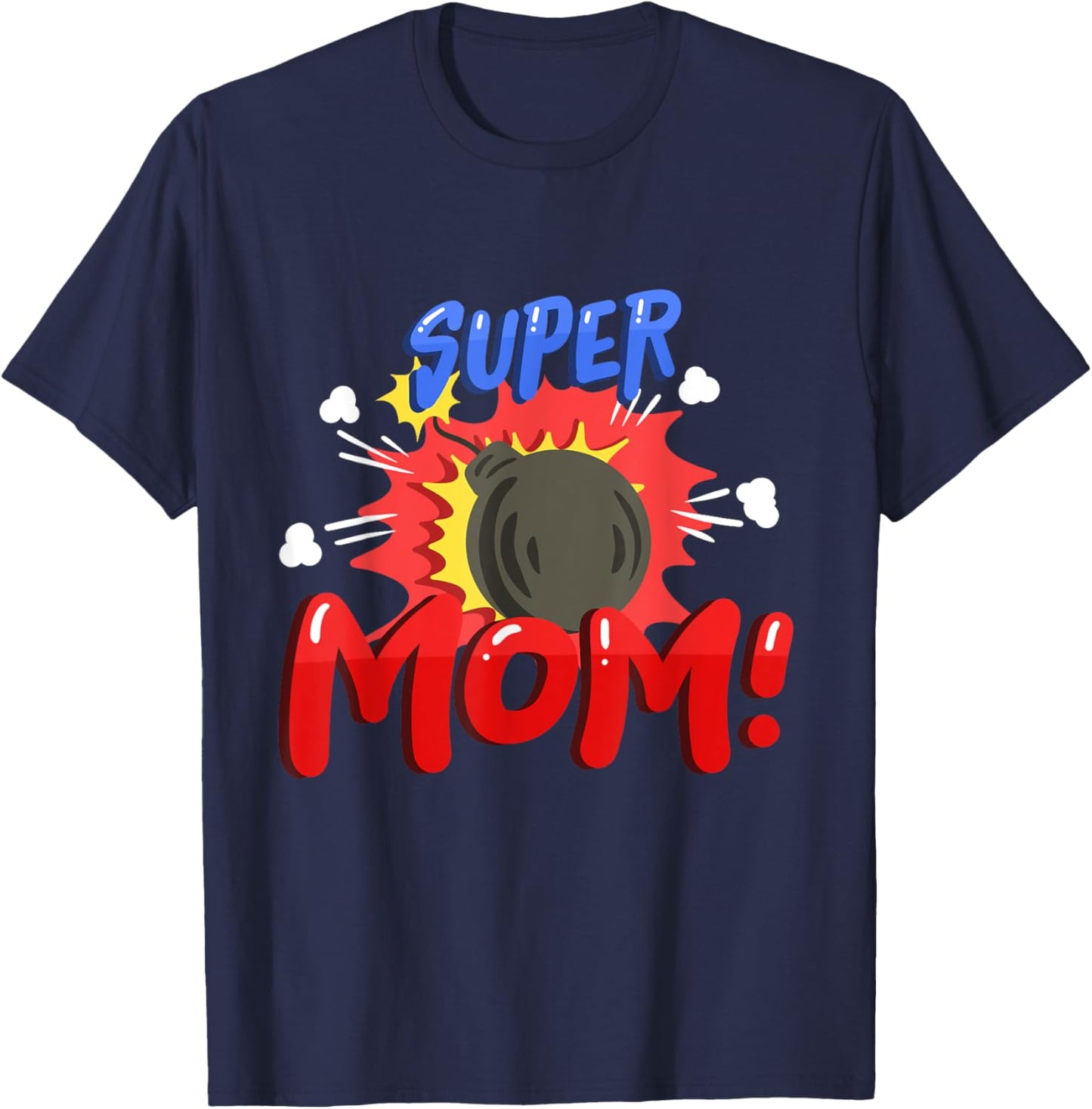 Mom Superhero Comic Birthday Party Family Matching T-Shirt - T-Shirt | Navy