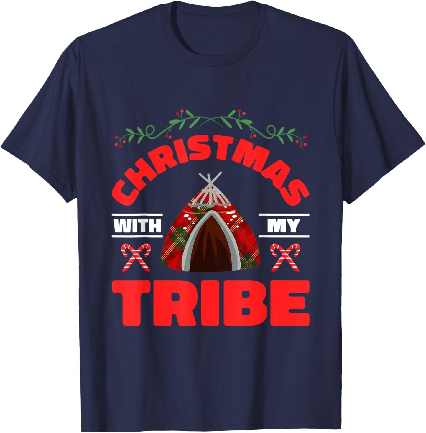 Christmas With My Tribe | Native American | Indigenous T-Shirt - T-Shirt | Navy