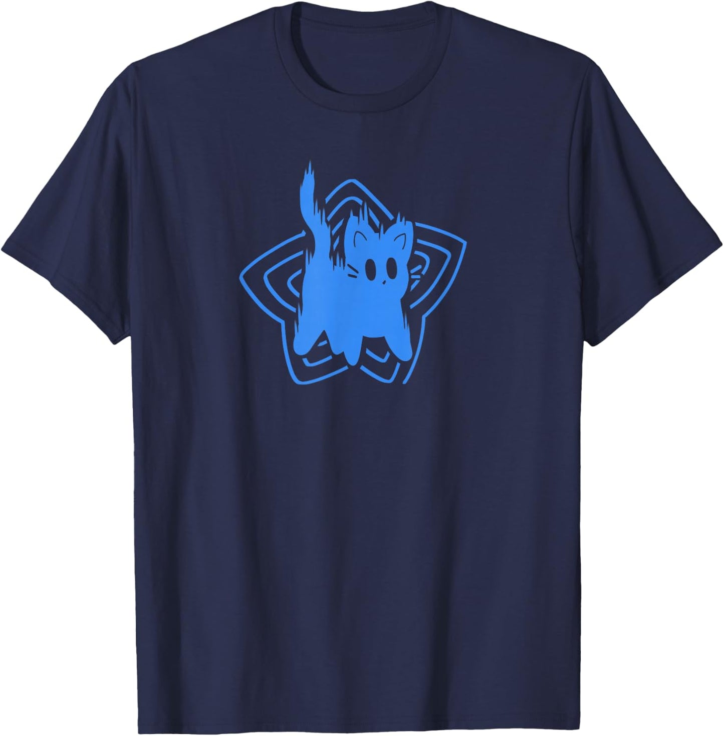 Y2K 90s Cute Scary Tomcat Cat Scared T-Shirt - T-Shirt | Navy