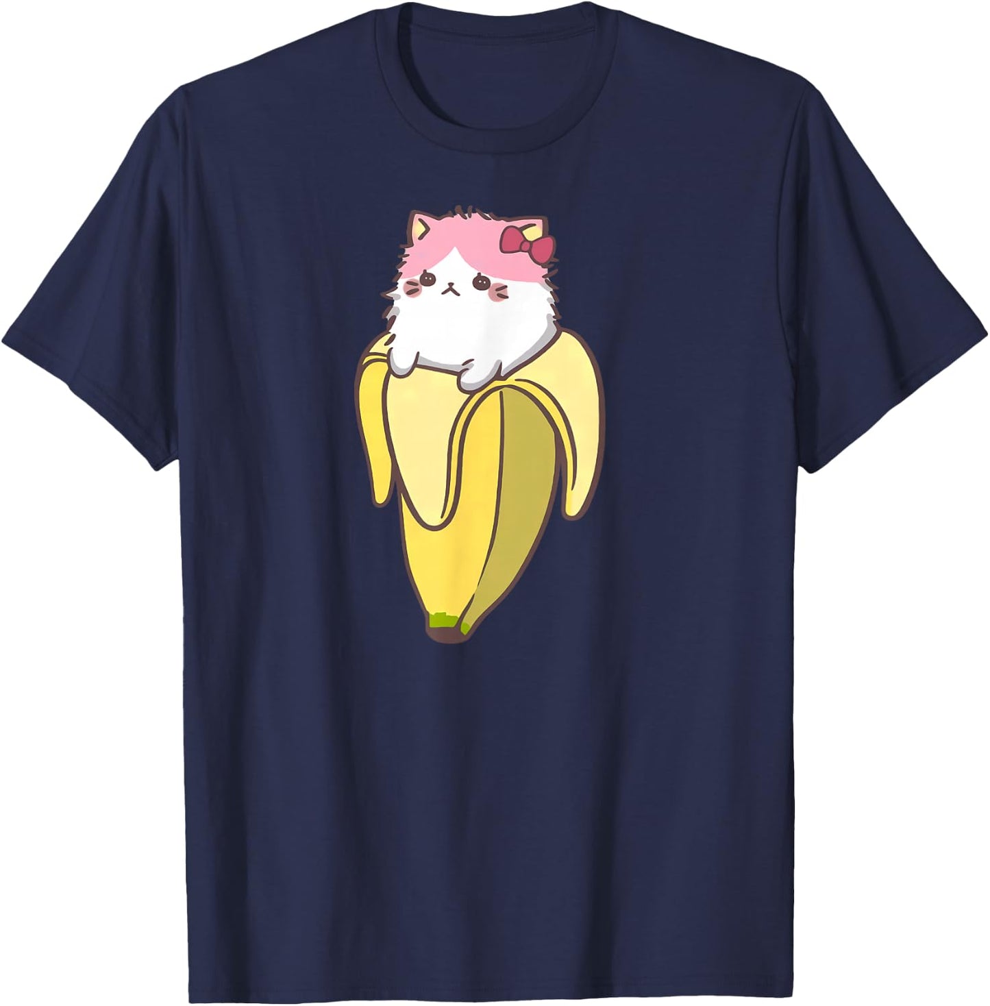 Banana Cat Funny Kawaii Bananya Gift Bday T-Shirt - T-Shirt | Navy