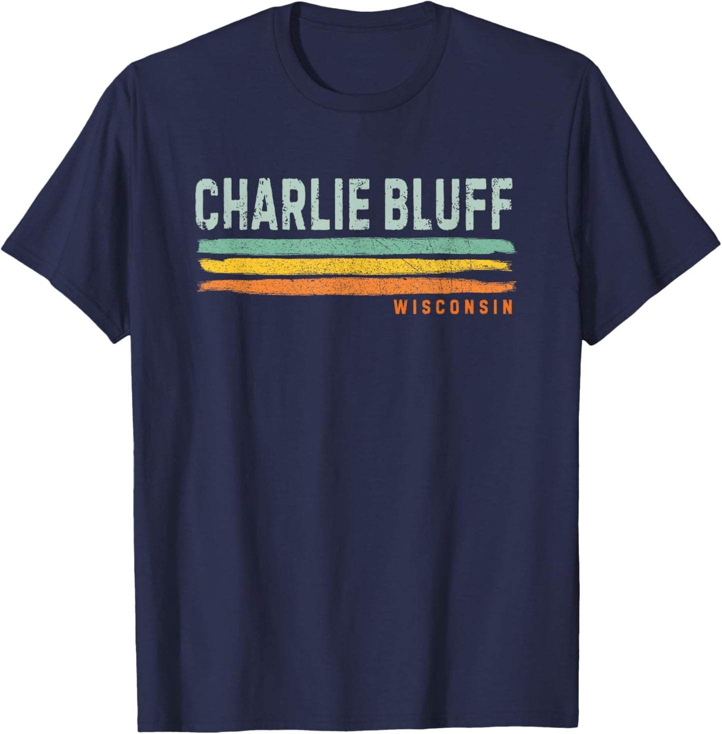 Vintage Stripes Charlie Bluff WI T-Shirt - T-Shirt | Navy