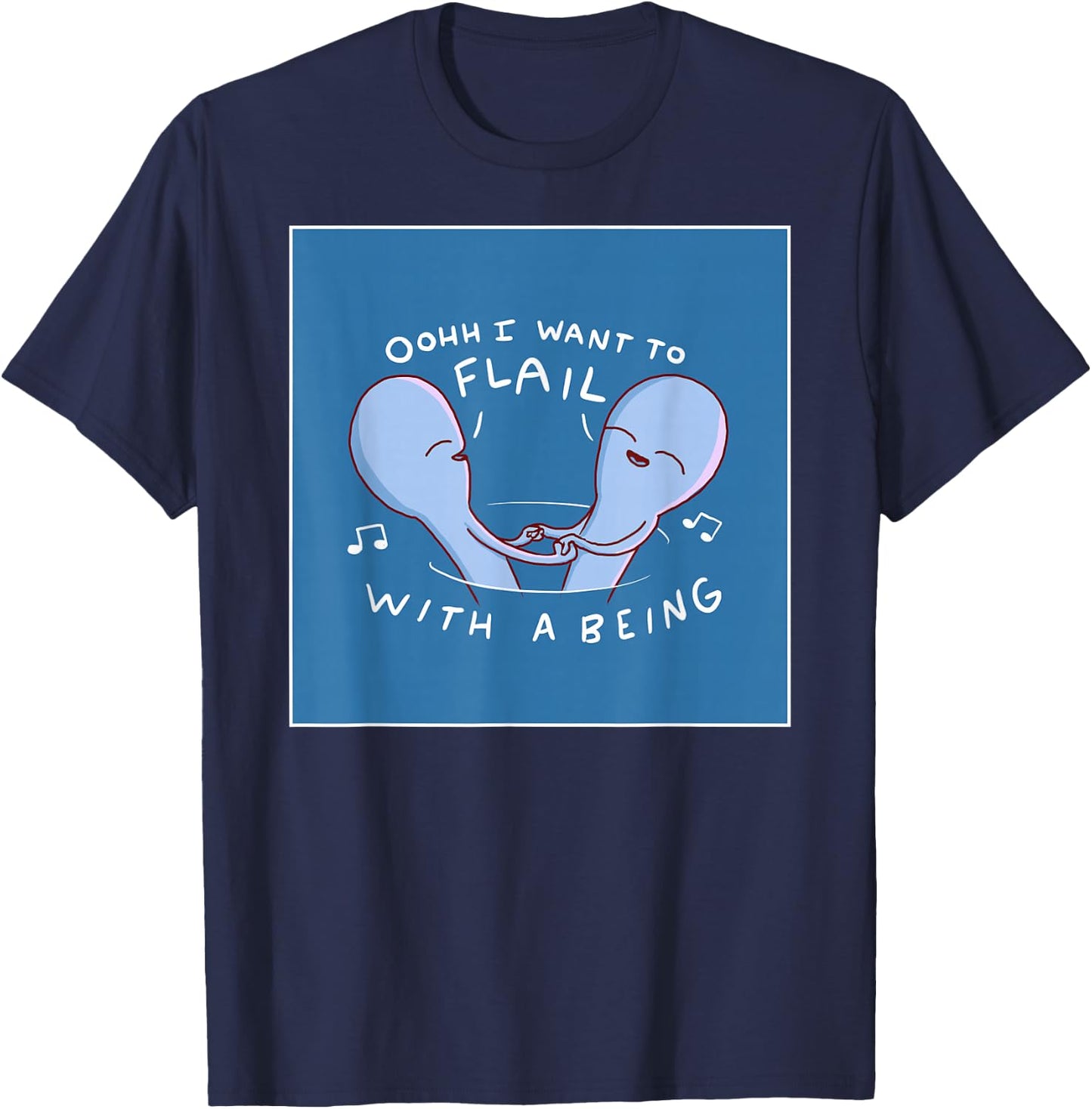 Threadless Nathan W. Pyle Flail With A Being Graphic T-Shirt - T-Shirt | Navy