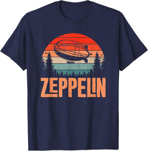 Zeppelin Retro Vintage Sunset 70s 80s Dirigible Airship T-Shirt - T-Shirt | Navy