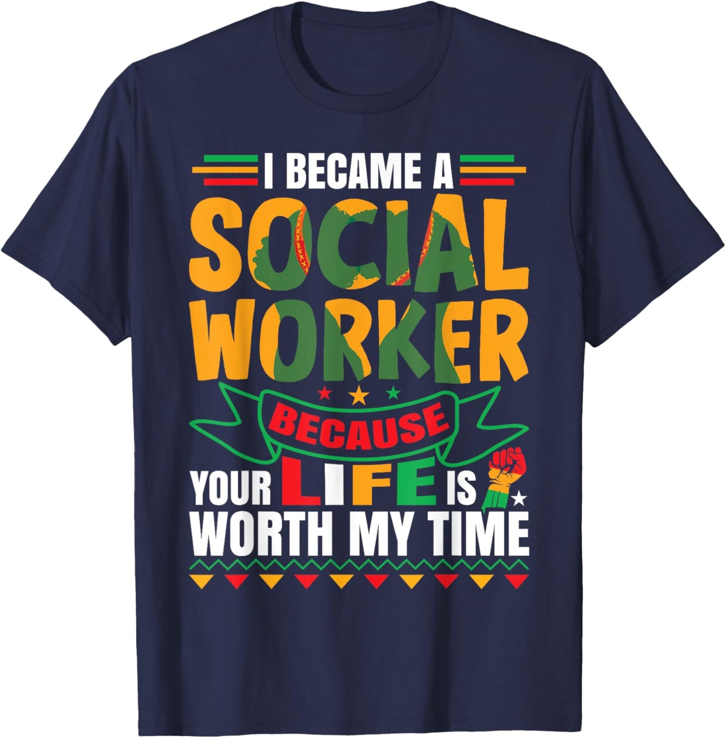 Social Work Appreciation Black Social Worker T-Shirt - T-Shirt | Navy
