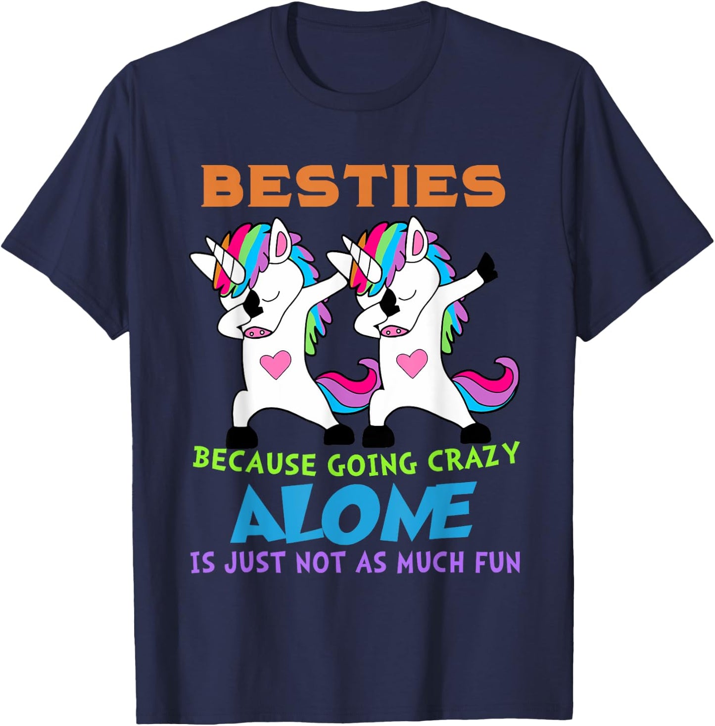 Cute Unicorn Besties Best Friends for Ever T-Shirt - T-Shirt | Navy