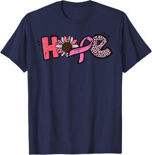 Breast Cancer Hope Ribbon Sunflower Awareness Women Kids Men T-Shirt - T-Shirt | Navy