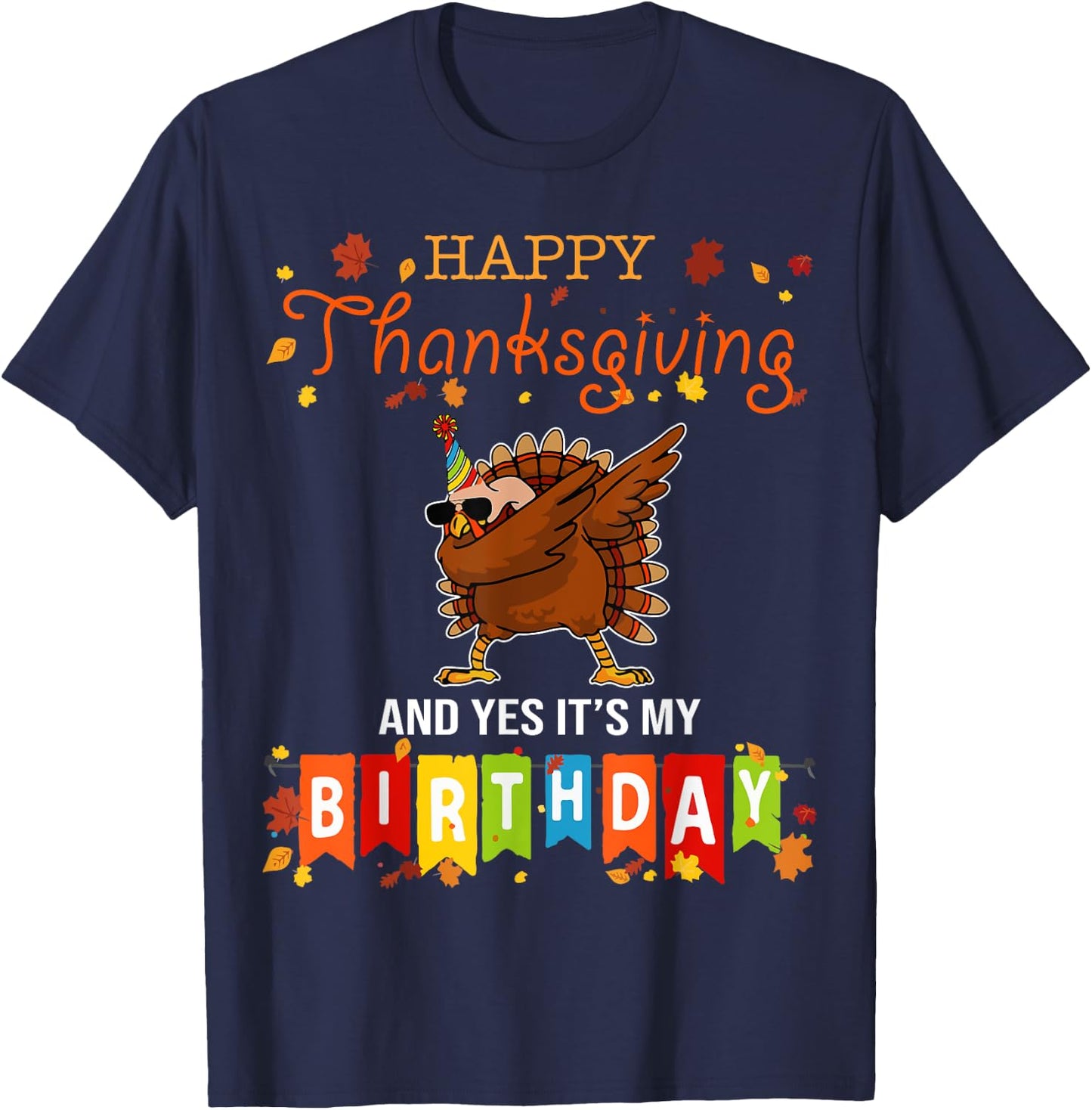 Funny Turkey Dab Thanksgiving Birthday T-Shirt - T-Shirt | Navy